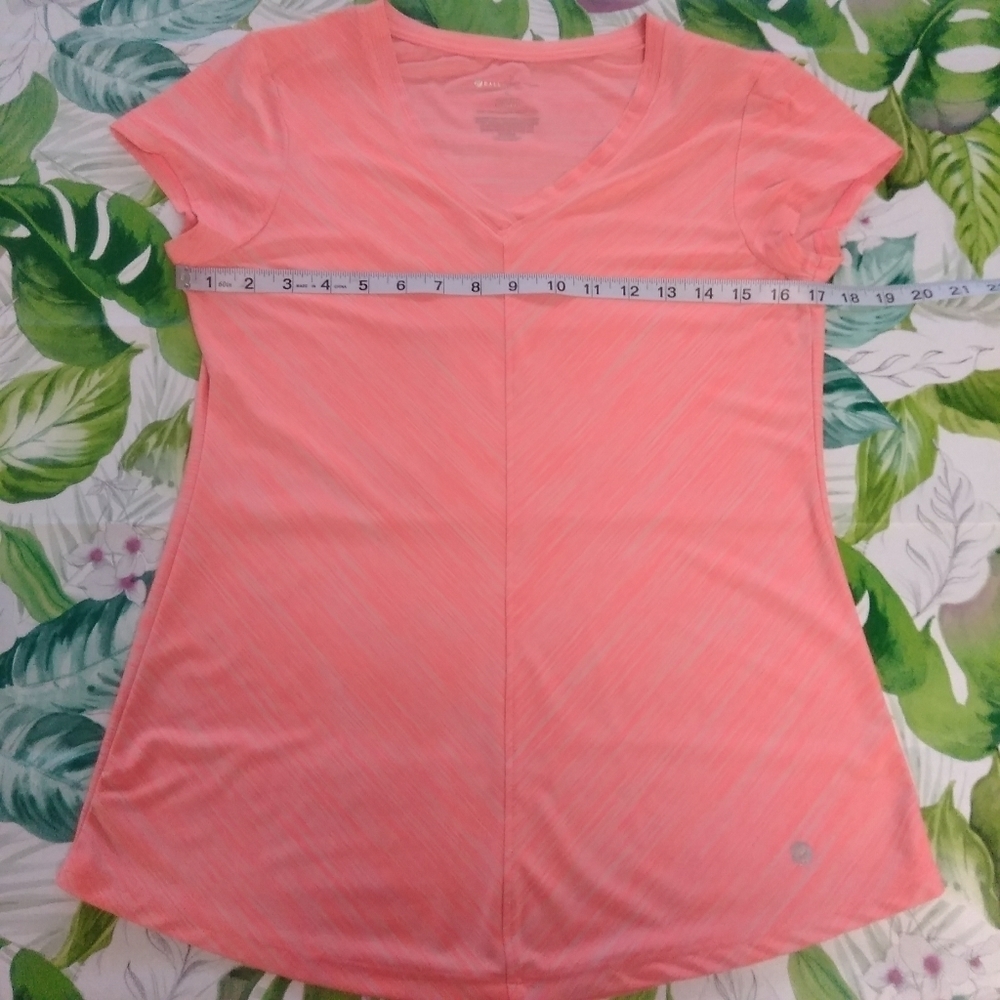 Bally Total Fitness Orange Pink V-neck Sportswear Active Casual T-shirt Top - Picture 8 of 11